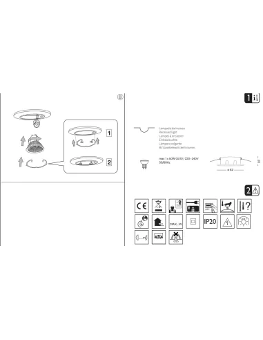 Faretto incasso swing cromo 1x50w gu10 fisso 3pz